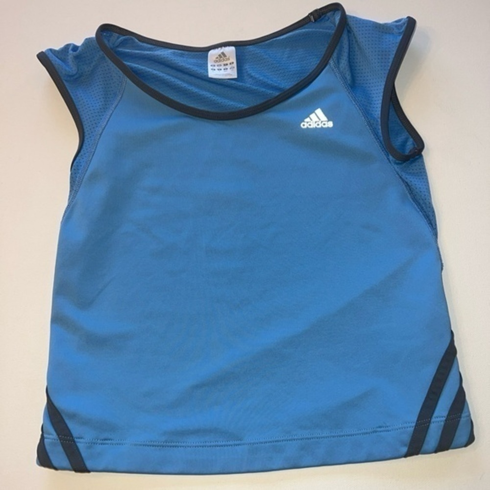 adidas Blue Athletic Tank Top with Navy Trim